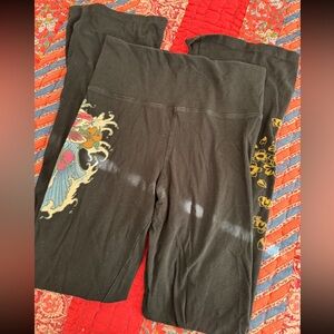 Sealed with a Kiss Black Yoga Pants with Colorful Floral Design